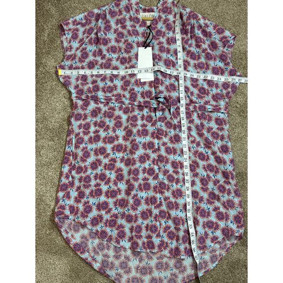 SALONI Tilda Floral Silk Crepe De Chine Dress Ciel Dragonfruit MSRP $495 Size 4 - Picture 5 of 12